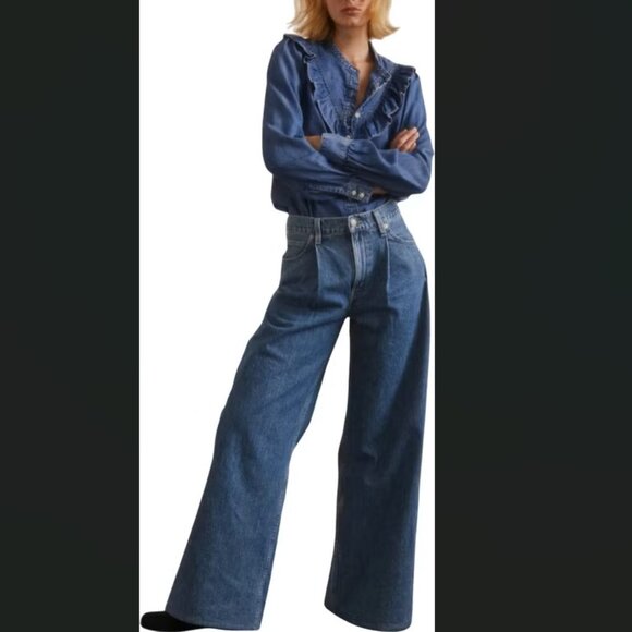 NEW LEVIS Baggy Dad Wide Leg Cause And Effect Jeans in Medium Indigo 1225 2t7 - Picture 1 of 7